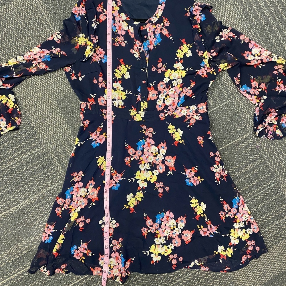 Lulu’s In the Flowers Navy Blue Floral Print Long Sleeve Skater Dress XL - Picture 11 of 12